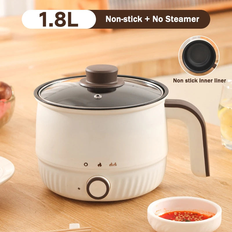 DMWD Multifunctional Electric Cooker Hot Pot Mini Non-stick Food Noodle Cooking Skillet Egg Steamer Soup Heater Pot Frying Pan