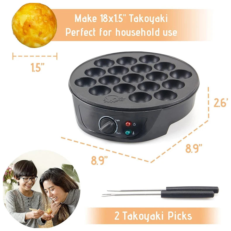 110V Electric Takoyaki Maker 18 Holes Household Octopus Ball Grill Pan Takoyaki Baking Machine Chibi Maruko Maker Cooking Tools