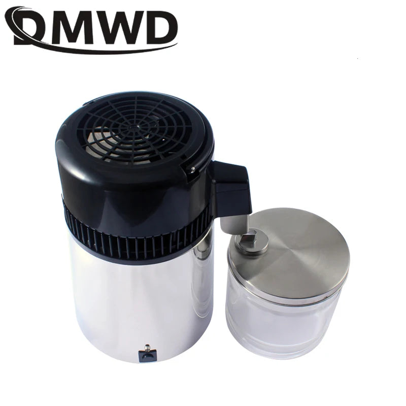 DMWD Pure Water Distiller 304 Stainless Steel Distilled Water Machine Dispenser Filter 4L Dental Distillation Purifier 110V/220V