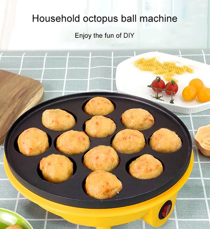 DMWD Electric Takoyaki Maker Household  Octopus Ball Grill Pan 12 Holes Mini Takoyaki Baking Machine Chibi Maruko Maker 220V