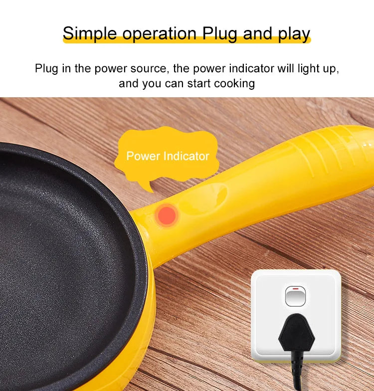 110V/220V Multifunction Household Mini Egg Omelette Pancake Fried Steak Frying Pan Non-Stick Boiled Eggs Boiler Steamer Cooker