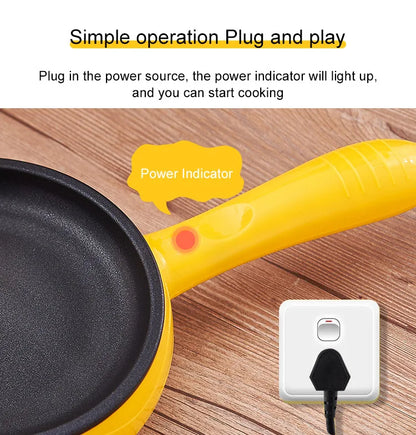 110V/220V Multifunction Household Mini Egg Omelette Pancake Fried Steak Frying Pan Non-Stick Boiled Eggs Boiler Steamer Cooker