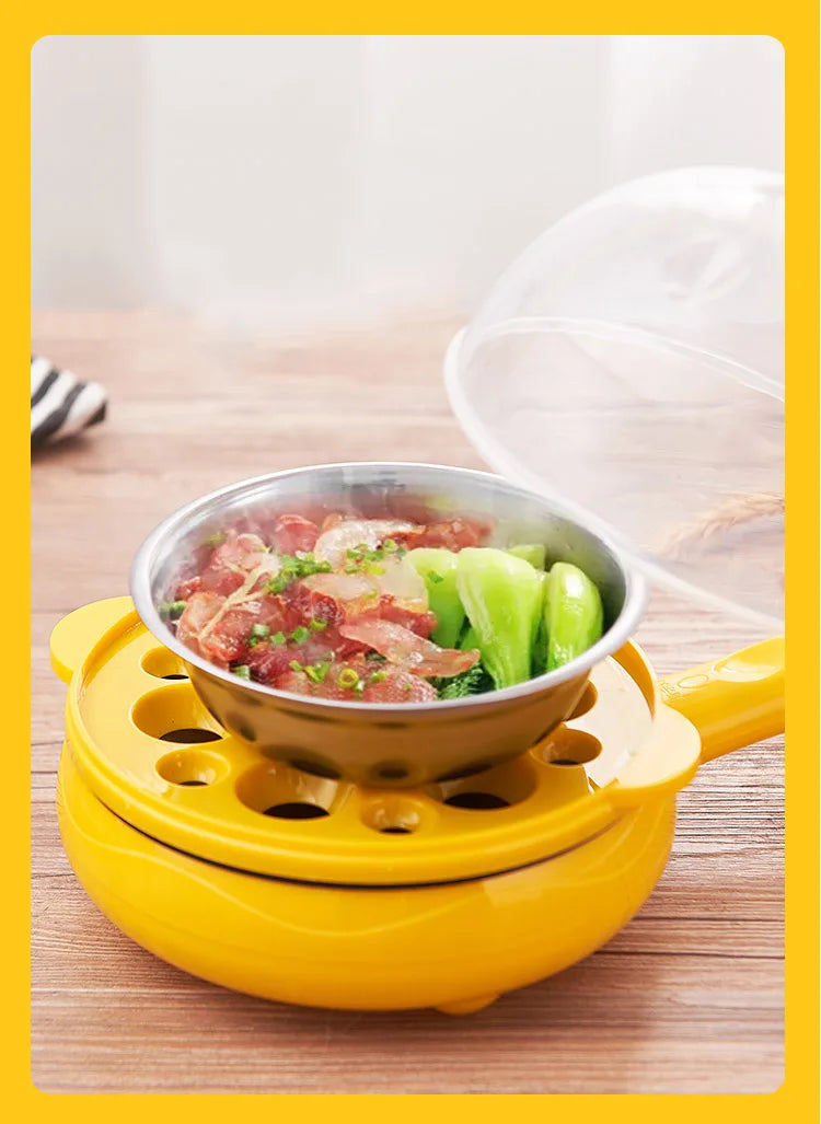 110V/220V Multifunction Household Mini Egg Omelette Pancake Fried Steak Frying Pan Non-Stick Boiled Eggs Boiler Steamer Cooker