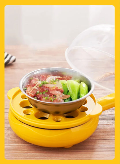 110V/220V Multifunction Household Mini Egg Omelette Pancake Fried Steak Frying Pan Non-Stick Boiled Eggs Boiler Steamer Cooker