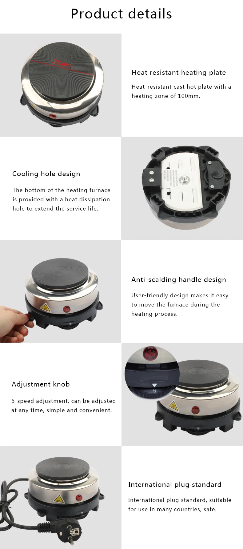 110V/220V Electric Mini Coffee Heater Milk Tea Mocha Heating Stove Hot Plate Multifunctional Cooking Pot Oven Furnace Cooker