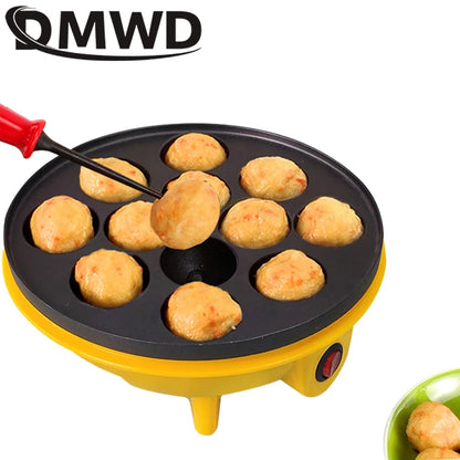 DMWD Electric Takoyaki Maker Household  Octopus Ball Grill Pan 12 Holes Mini Takoyaki Baking Machine Chibi Maruko Maker 220V