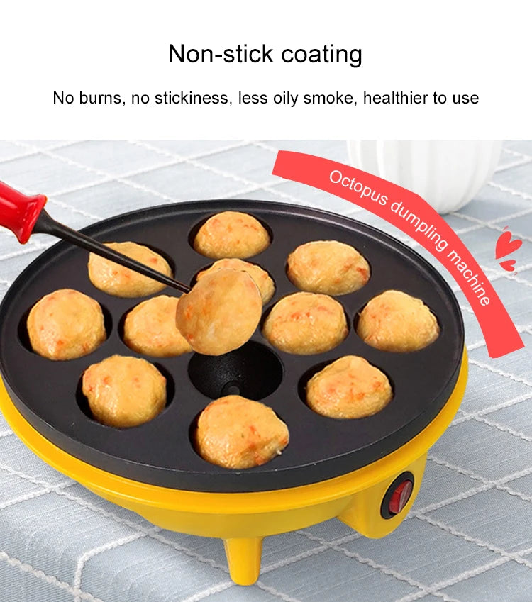 DMWD Electric Takoyaki Maker Household  Octopus Ball Grill Pan 12 Holes Mini Takoyaki Baking Machine Chibi Maruko Maker 220V