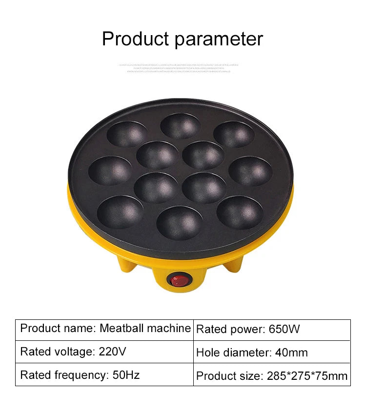 DMWD Electric Takoyaki Maker Household  Octopus Ball Grill Pan 12 Holes Mini Takoyaki Baking Machine Chibi Maruko Maker 220V