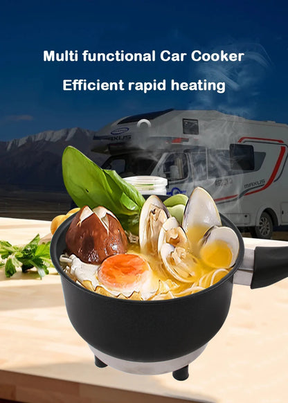 Multicooker For Car Truck 12V 24V Electric Frying Pan Cooking Skillet Mini Rice Cooker Soup Hotpot Heater Travel Food Boiler