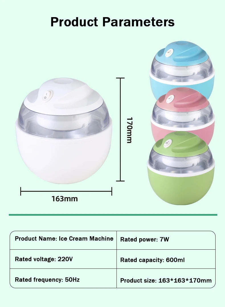DMWD Household Electric Ice Cream Maker 600ml Automatic DIY Child Ice Cream Machine Frozen Yogurt Machine High Quality 220V