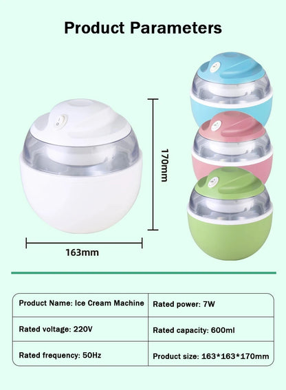 DMWD Household Electric Ice Cream Maker 600ml Automatic DIY Child Ice Cream Machine Frozen Yogurt Machine High Quality 220V