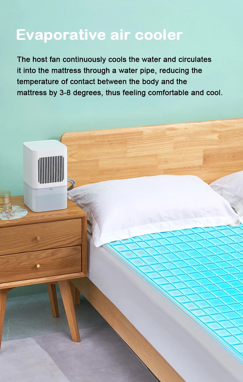 DMWD Water Cooling Mattress Water Circulation Refrigeration Mattres Water-cooled Pad Heat Dissipatio Bed Sofa Cushion Cooler Fan