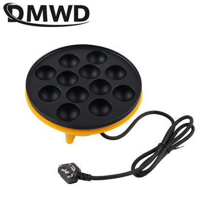 DMWD Electric Takoyaki Maker Household  Octopus Ball Grill Pan 12 Holes Mini Takoyaki Baking Machine Chibi Maruko Maker 220V