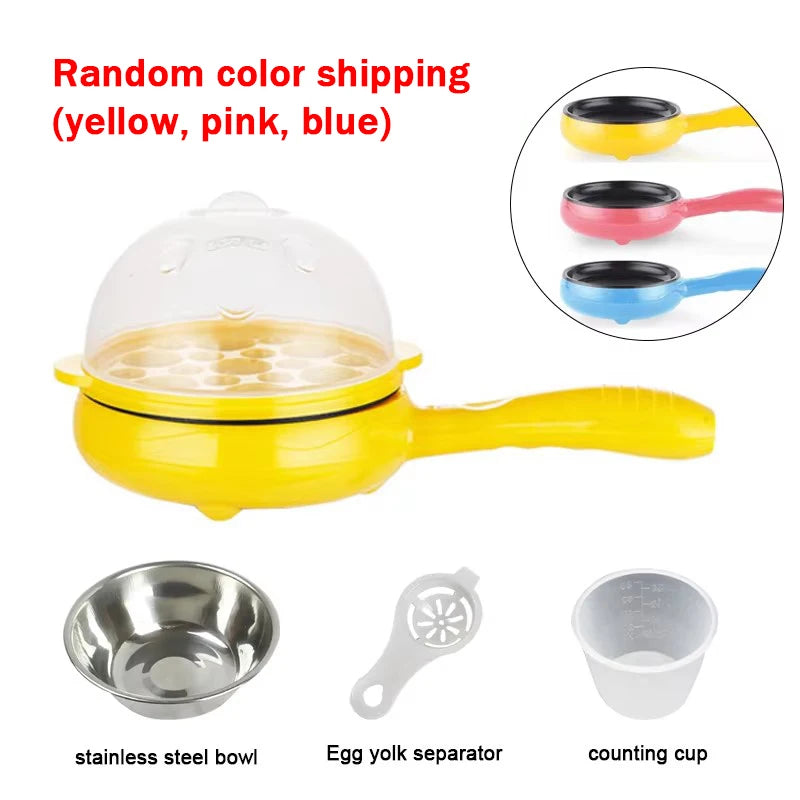 110V/220V Multifunction Household Mini Egg Omelette Pancake Fried Steak Frying Pan Non-Stick Boiled Eggs Boiler Steamer Cooker
