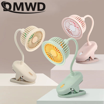 DMWD Portable Mini Hand Clip Fan USB Quiet Desktop Electric Fan High Quality Student Dormitory Cooling Ventilador fan Air Cooler