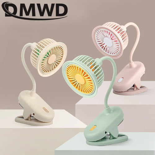 DMWD Portable Mini Hand Clip Fan USB Quiet Desktop Electric Fan High Quality Student Dormitory Cooling Ventilador fan Air Cooler