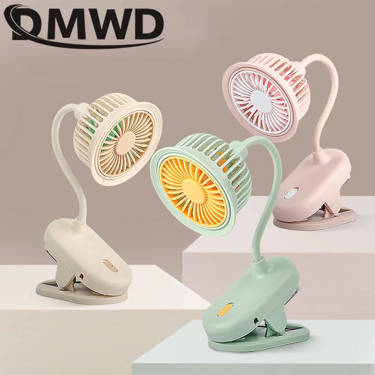 DMWD Portable Mini Hand Clip Fan USB Quiet Desktop Electric Fan High Quality Student Dormitory Cooling Ventilador fan Air Cooler