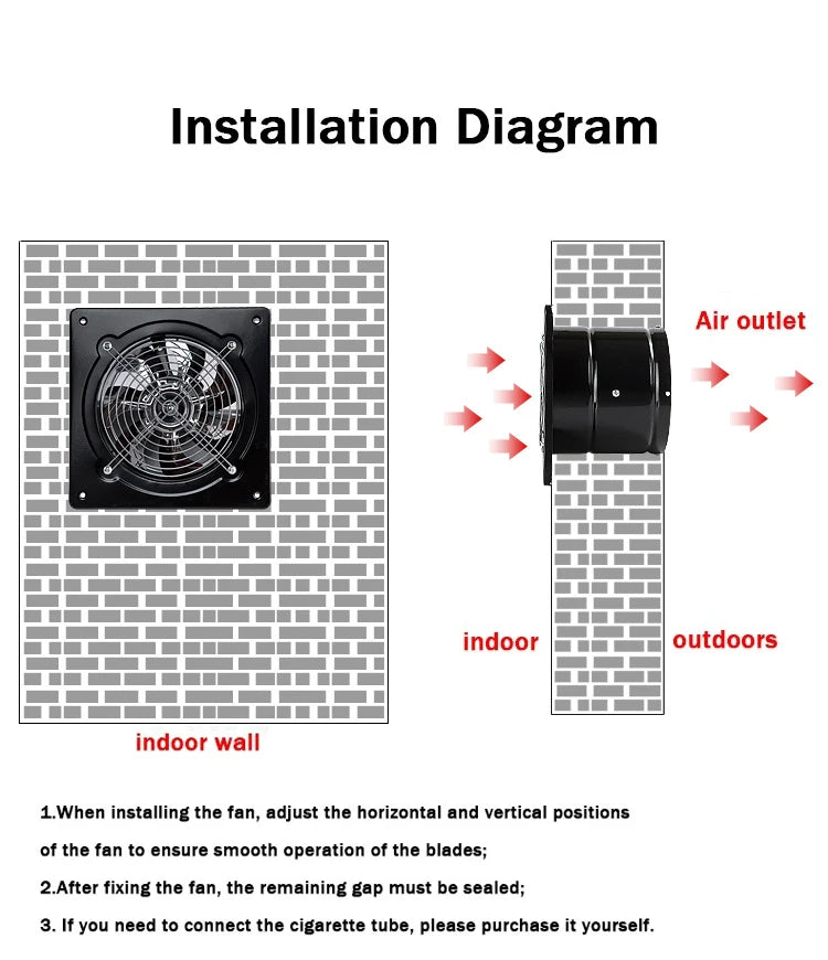 110V Pipe Exhaust Fan 4/6 Inches Air Ventilator Metal Pipe Ventilation Exhaust Fan Extractor Bathroom Toilet Wall Fan Duct Fan