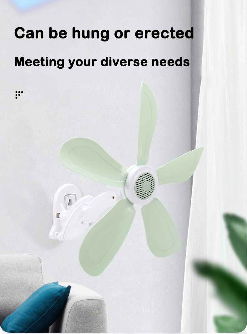 Home Desktop Clip Fan 5 Blades Mini Electric Wall Mounted Office Clamp Cooling Fans Student Dorm Bed Natural Wind Ventilation