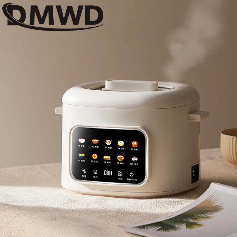 DMWD Electric Cooking Pot Multi-functional Non-stick Pan Dormitory Cook Noodle Pot Hot Pot Reservation Steamer Auto Keep Warm