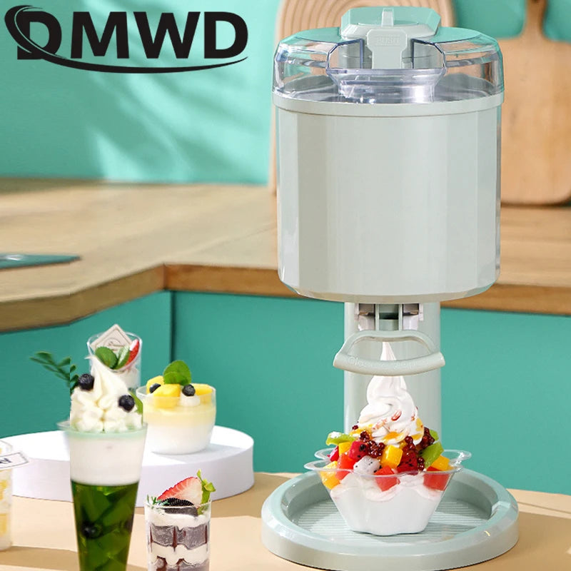 Household Electric Ice Cream Machine Automatic Ice-cream Cone Smoothie DIY Frozen Fruit Slush Icecream Sundae Making Machine EU