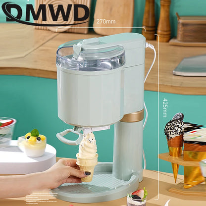 Household Electric Ice Cream Machine Automatic Ice-cream Cone Smoothie DIY Frozen Fruit Slush Icecream Sundae Making Machine EU