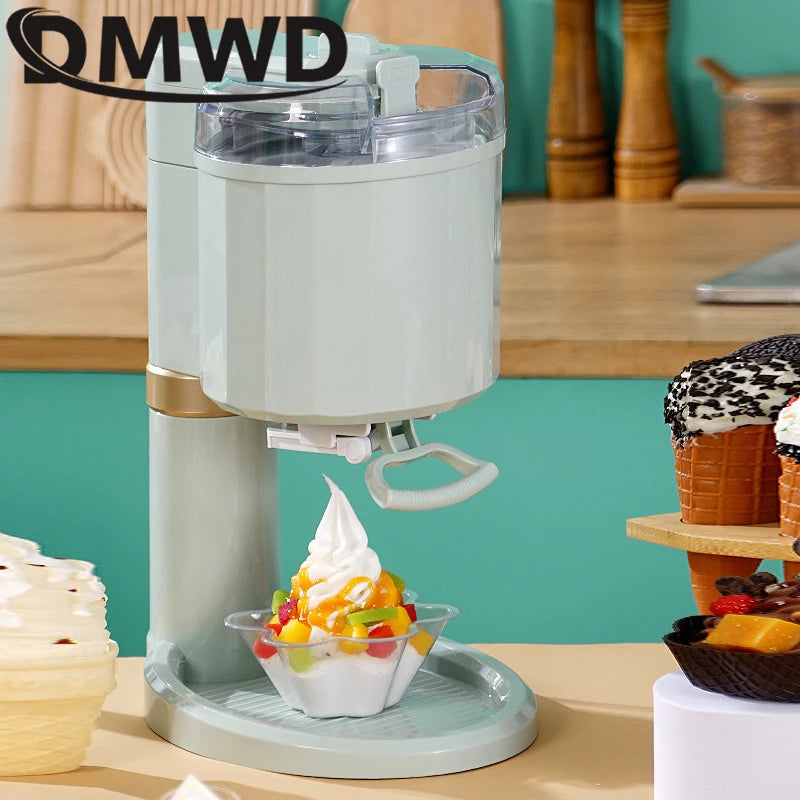 Household Electric Ice Cream Machine Automatic Ice-cream Cone Smoothie DIY Frozen Fruit Slush Icecream Sundae Making Machine EU