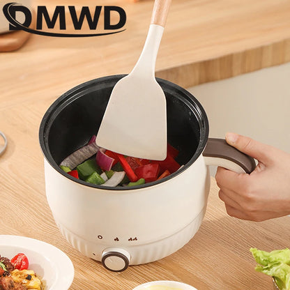 DMWD Multifunctional Electric Cooker Hot Pot Mini Non-stick Food Noodle Cooking Skillet Egg Steamer Soup Heater Pot Frying Pan