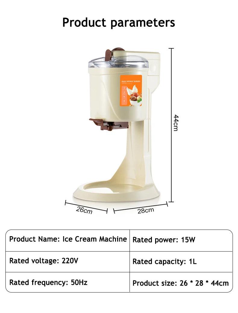 Household Electric Ice Cream Machine Automatic Ice-cream Cone Smoothie DIY Frozen Fruit Slush Icecream Sundae Making Machine EU