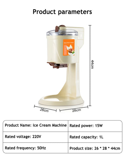Household Electric Ice Cream Machine Automatic Ice-cream Cone Smoothie DIY Frozen Fruit Slush Icecream Sundae Making Machine EU