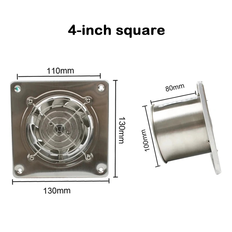 DMWD 4/6 Inch Kitchen Exhaust Fan Bathroom Wall Window Toilet Duct Booster Fans Ventilation Blower Exhauster Air Cleaning Vent