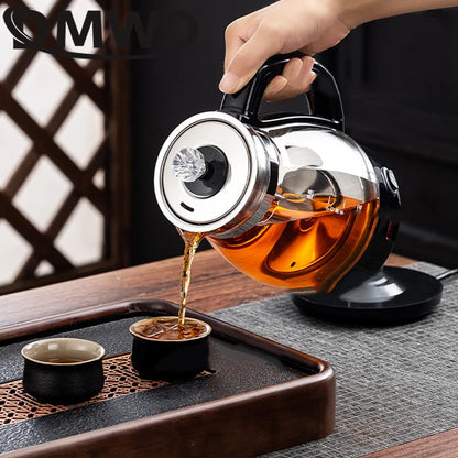Electric Kettle Coffee Tea Maker Brewer Black Pu 'er Glass Kettles Steam Teapot Automatic Health Tea Infuser Pot Boiling Set 1L