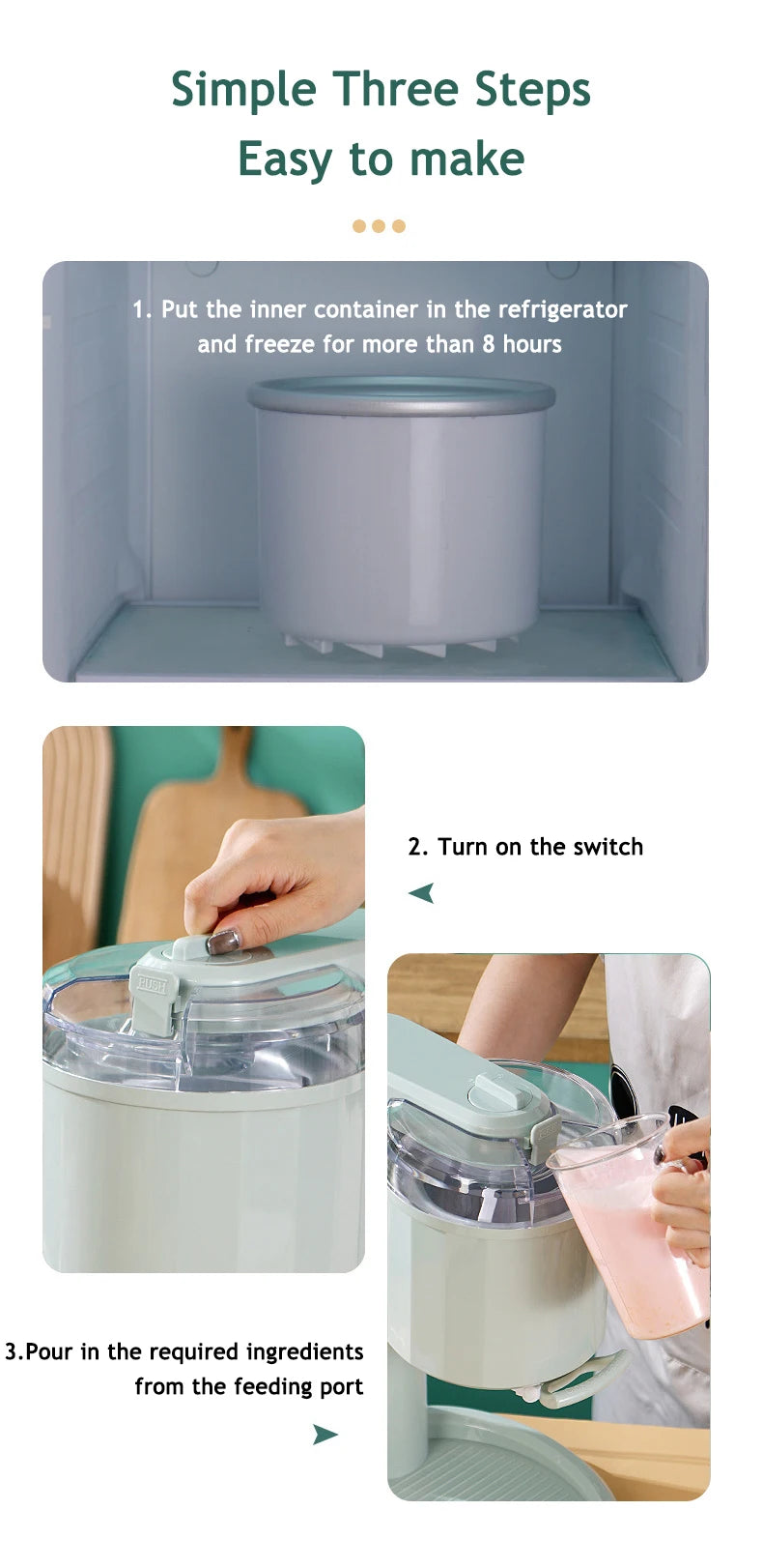 Household Electric Ice Cream Machine Automatic Ice-cream Cone Smoothie DIY Frozen Fruit Slush Icecream Sundae Making Machine EU