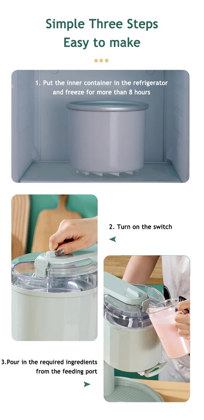 Household Electric Ice Cream Machine Automatic Ice-cream Cone Smoothie DIY Frozen Fruit Slush Icecream Sundae Making Machine EU