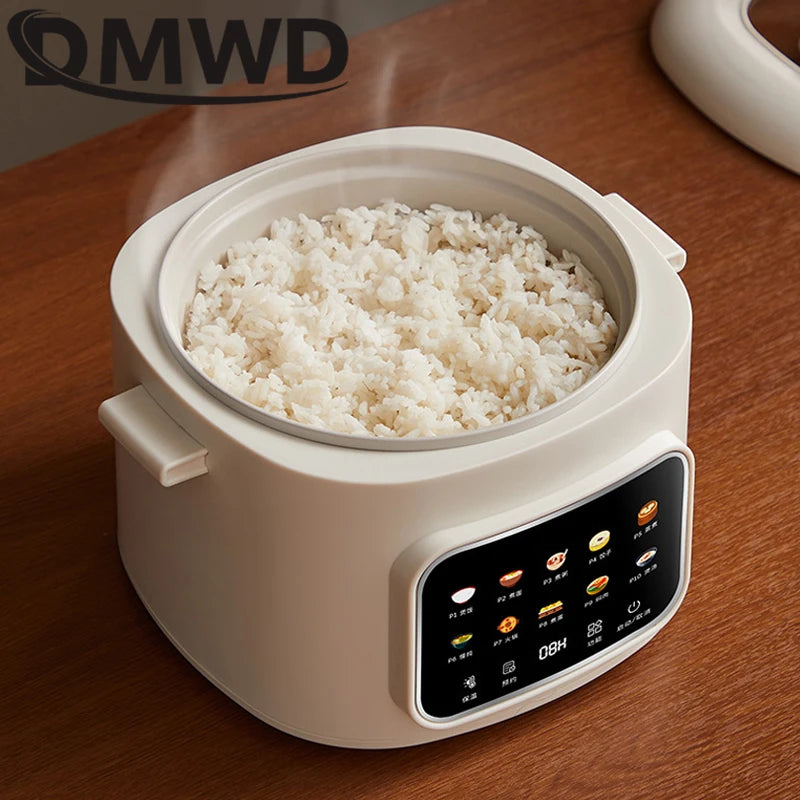 DMWD Electric Cooking Pot Multi-functional Non-stick Pan Dormitory Cook Noodle Pot Hot Pot Reservation Steamer Auto Keep Warm