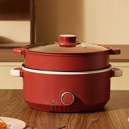 DMWD Multifunctional Electric Cooking Boiling Pot 3L Hot Pot Noodles Soup Pot Non-stick Rice Cooker Fast Heating Food Steamer