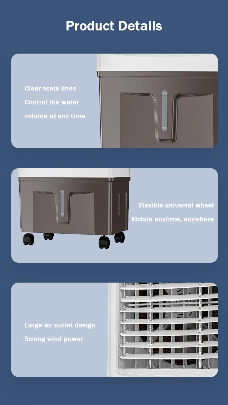 Singlecooled Air Conditioning Cooler 30L Large Water Tank Environmental Conditioning Silent Cooling Fan Industrial Water Chiller
