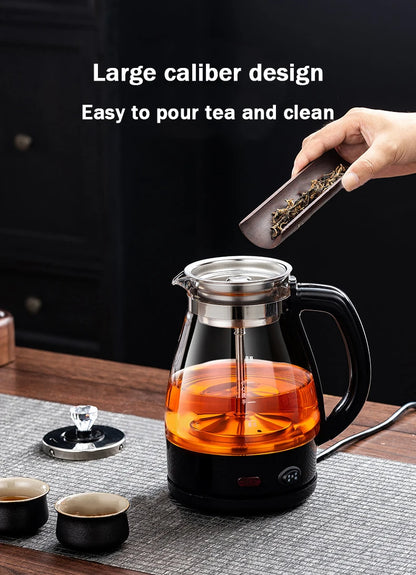 Electric Kettle Coffee Tea Maker Brewer Black Pu 'er Glass Kettles Steam Teapot Automatic Health Tea Infuser Pot Boiling Set 1L