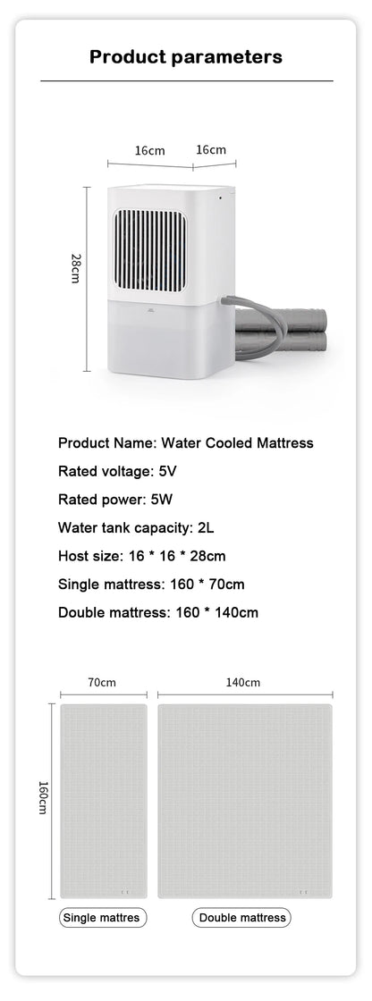 DMWD Water Cooling Mattress Water Circulation Refrigeration Mattres Water-cooled Pad Heat Dissipatio Bed Sofa Cushion Cooler Fan