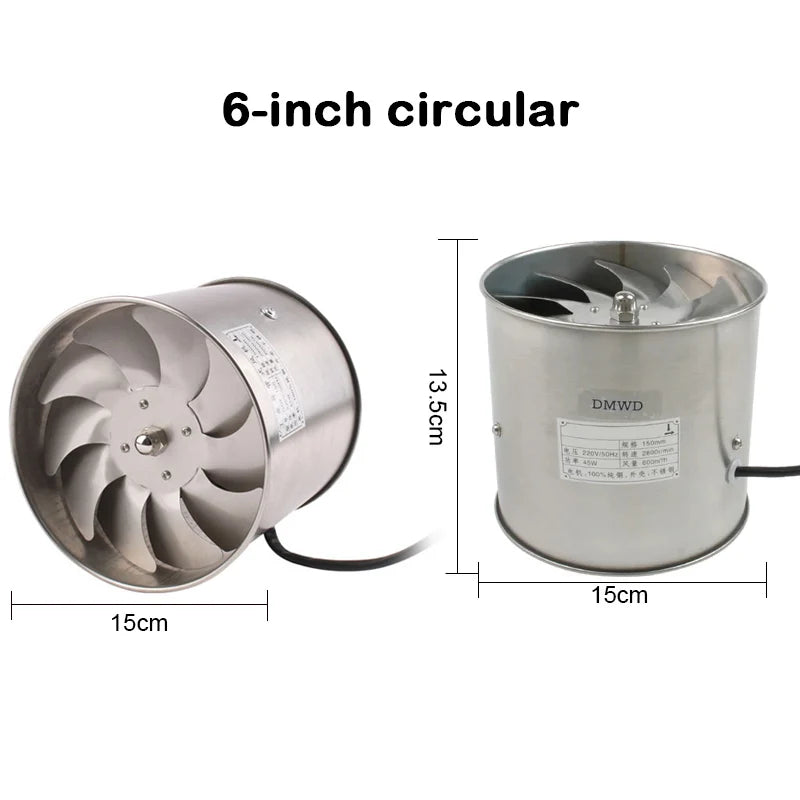 DMWD 4/6 Inch Kitchen Exhaust Fan Bathroom Wall Window Toilet Duct Booster Fans Ventilation Blower Exhauster Air Cleaning Vent
