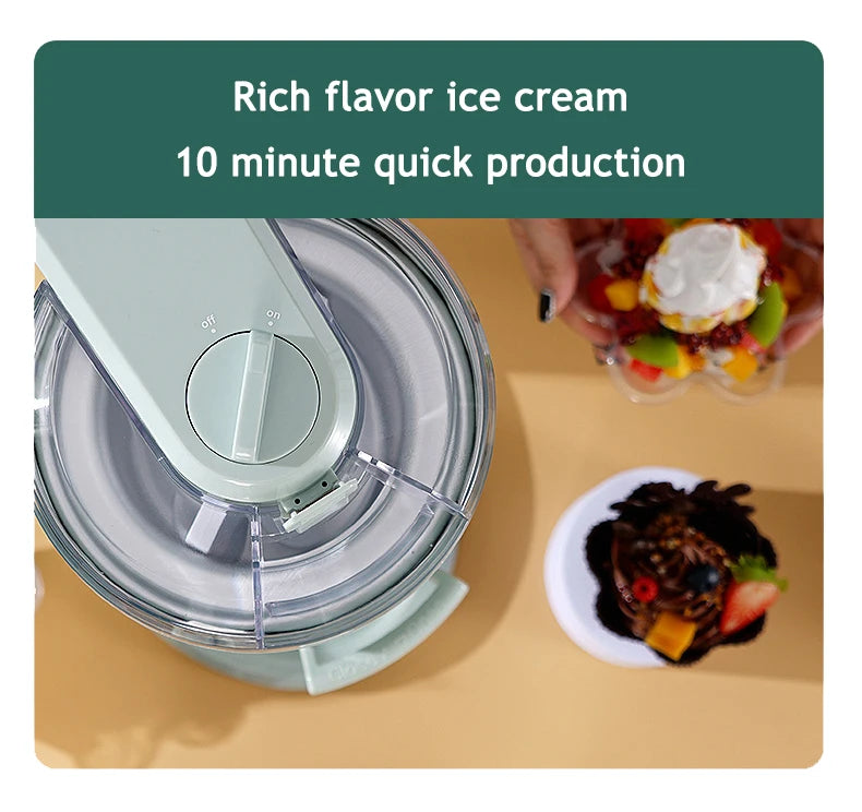Household Electric Ice Cream Machine Automatic Ice-cream Cone Smoothie DIY Frozen Fruit Slush Icecream Sundae Making Machine EU