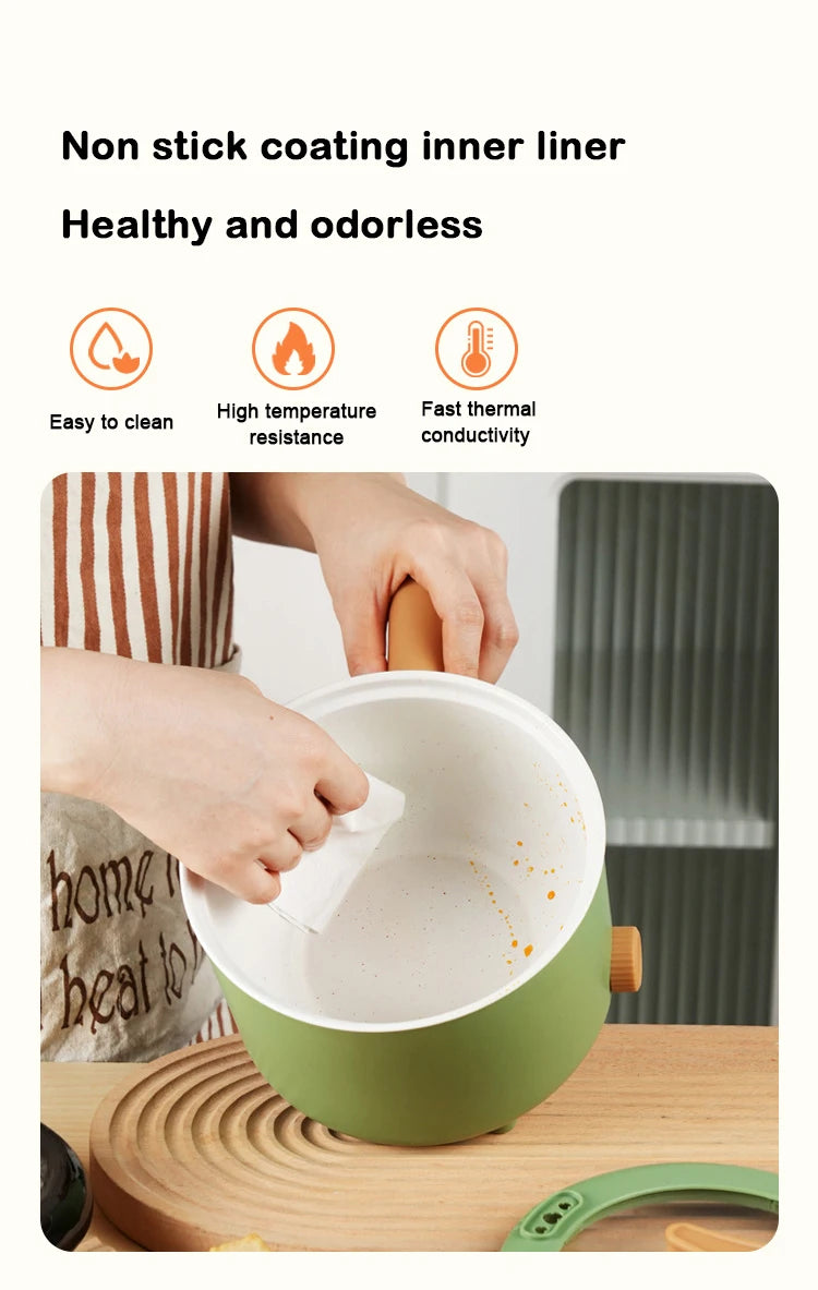 110V/220V Multifunction Electric Cooker 1.8L Hotpot Non-stick Skillet Noodles Soup Cooking Pot Mini Egg Frying Pan Rice Cooker