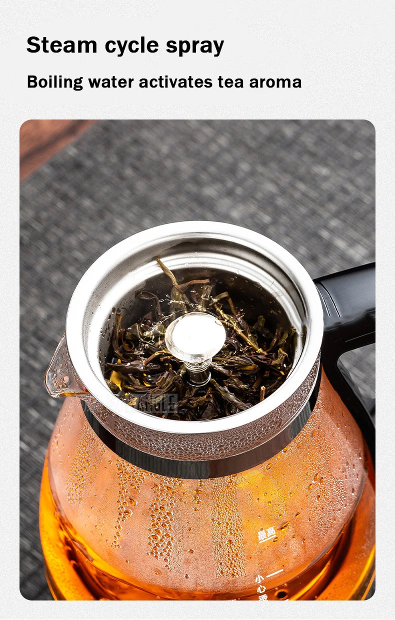 Electric Kettle Coffee Tea Maker Brewer Black Pu 'er Glass Kettles Steam Teapot Automatic Health Tea Infuser Pot Boiling Set 1L