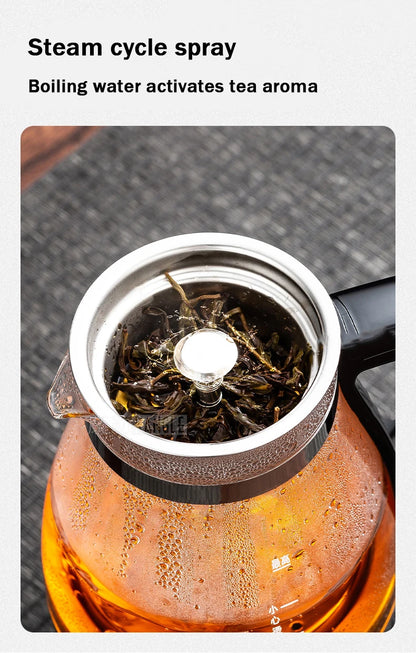 Electric Kettle Coffee Tea Maker Brewer Black Pu 'er Glass Kettles Steam Teapot Automatic Health Tea Infuser Pot Boiling Set 1L