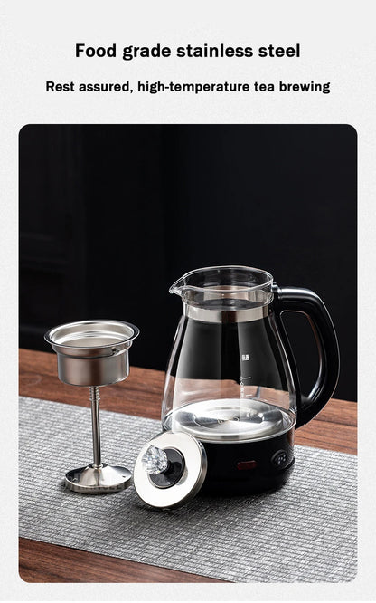 Electric Kettle Coffee Tea Maker Brewer Black Pu 'er Glass Kettles Steam Teapot Automatic Health Tea Infuser Pot Boiling Set 1L