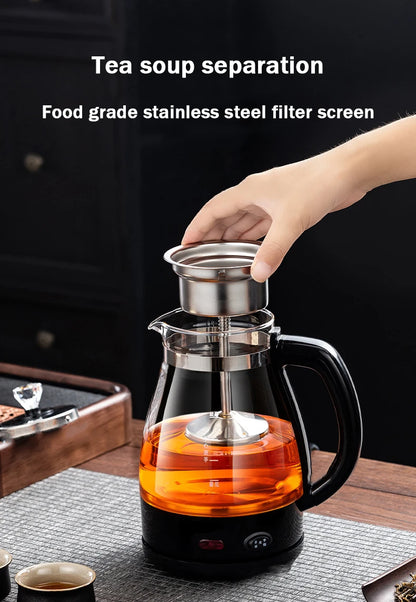 Electric Kettle Coffee Tea Maker Brewer Black Pu 'er Glass Kettles Steam Teapot Automatic Health Tea Infuser Pot Boiling Set 1L