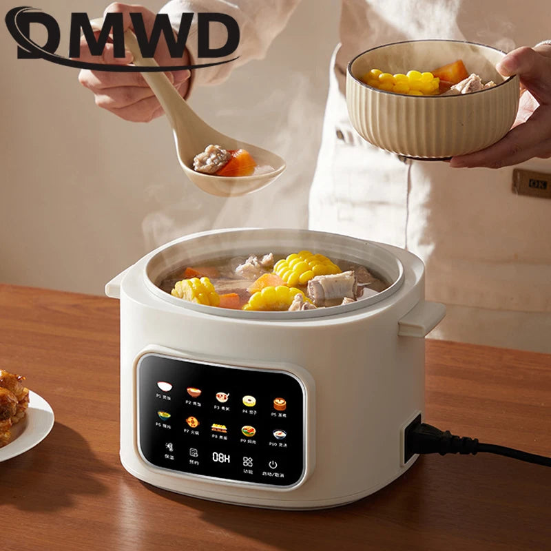 DMWD Electric Cooking Pot Multi-functional Non-stick Pan Dormitory Cook Noodle Pot Hot Pot Reservation Steamer Auto Keep Warm