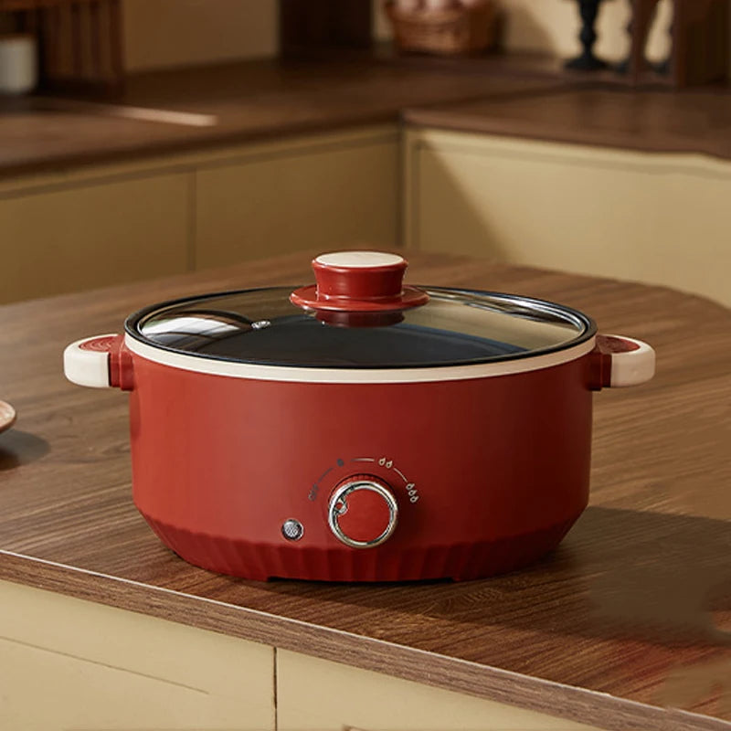 DMWD Multifunctional Electric Cooking Boiling Pot 3L Hot Pot Noodles Soup Pot Non-stick Rice Cooker Fast Heating Food Steamer
