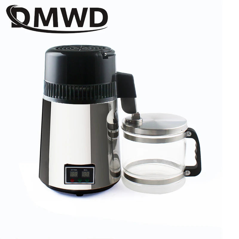 DMWD Pure Water Distiller 304 Stainless Steel Distilled Water Machine Dispenser Filter 4L Dental Distillation Purifier 110V/220V