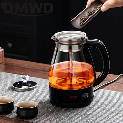 Electric Kettle Coffee Tea Maker Brewer Black Pu 'er Glass Kettles Steam Teapot Automatic Health Tea Infuser Pot Boiling Set 1L